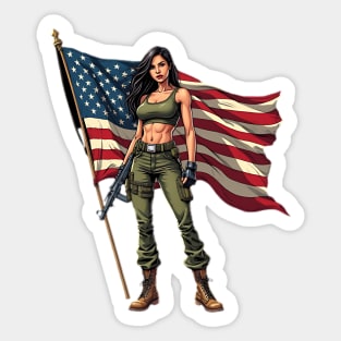Female US Army Soldier Sticker